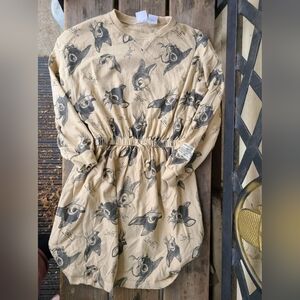 ZARA DISNEY BAMBI SZ 11-12Y VGUC TAN THUMPER BAMBI sweatshirt dress elastic wais